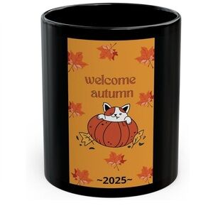 Black Autumn Cat Mug